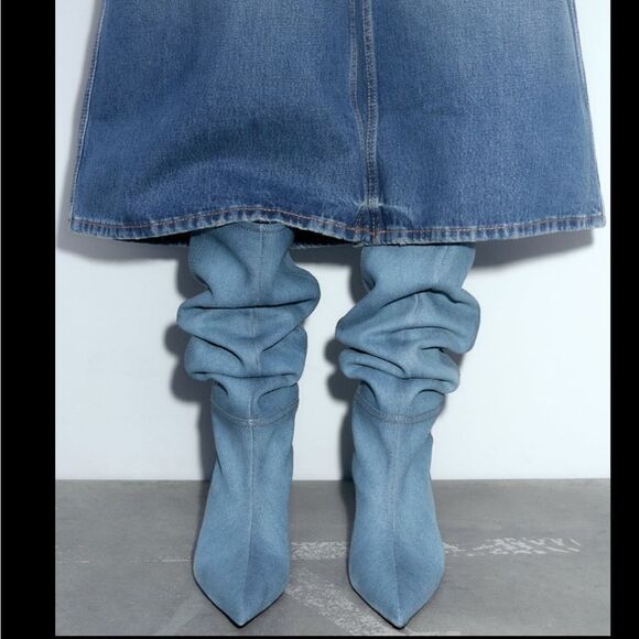 Zara knee high denim boots - Picture 3 of 9